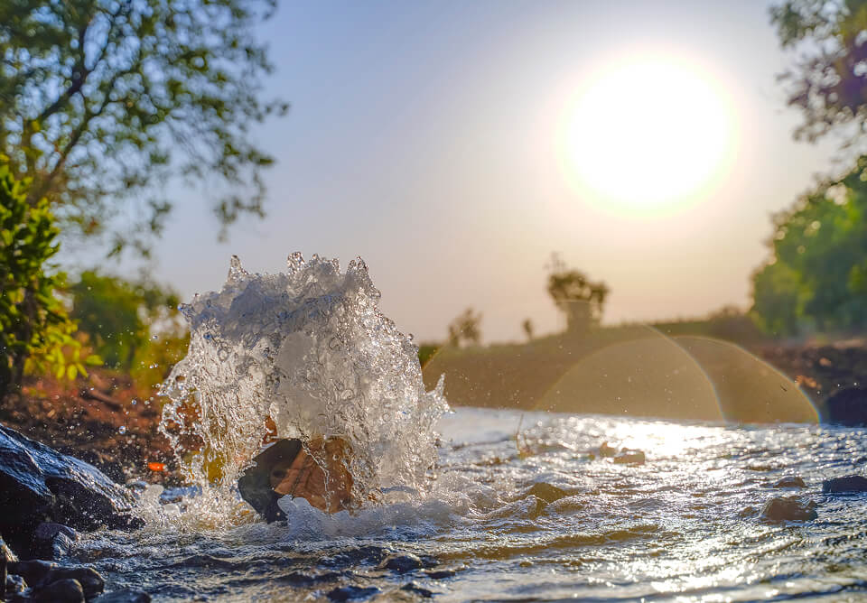 Water bubbling from the ground